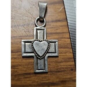 Heart Cross 925 Silver Charm Pendant Crucifex